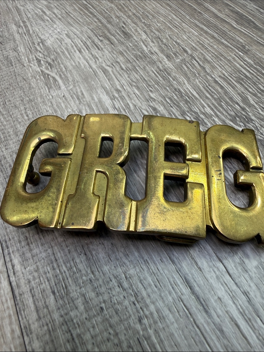 Gold-tone 'GREG' Nameplate Belt Buckle